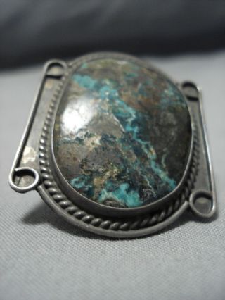 Museum Huge Very Old Vintage Navajo Green Turquoise Sterling Silver Ring