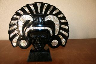 Large Aztec / Mayan Obsidian & Shell Mask Collector Quality Almost 6 Pounds