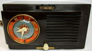 Brown Bakelite General Electric Radio Alarm Clock Model 66 Art Deco Red Ge Vtg