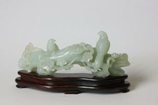 Chinese Rare Carved Jade Scholar Brush Rest On Stand,  China