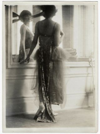 Moody Girl In Mirror Vintage 1920s Charles Sheldon Art Deco Fashion Photograph