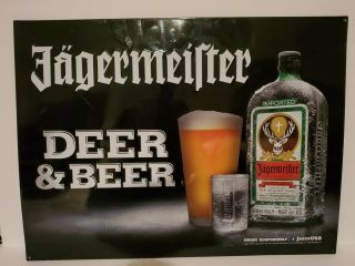 Jagermeister Deer & Beer Man Cave Embossed Tin Metal Sign 18 " X 24 "