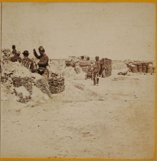 1860s Civil War Stereoview Photo Of Union Picket Line At Fort Mahone By Brady