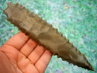 Fine 6 1/4 Inch Tennessee Kirk Stemmed Bifurcated Point Arrowheads Artifacts