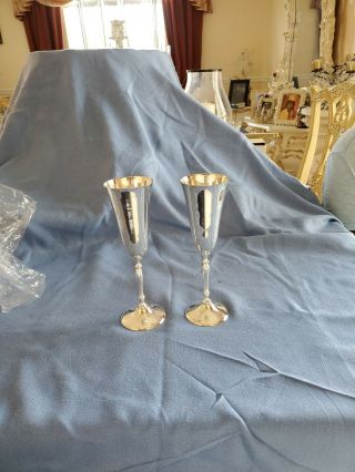 International Silver Co Set Of 2 Silverplate Goblets Chalice Flutes