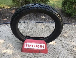 Vintage Firestone Tire Display Service Gas Station Stand Steel Old Patina Petro