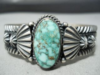 Important Vivid Carico Lake Turquoise Vintage Navajo Sterling Silver Bracelet
