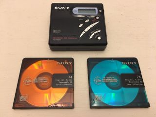 Vintage Sony Mz - R500 Recording Md Walkman Black With Color Set Discs