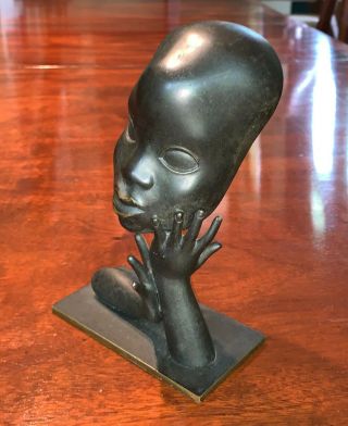 Hagenauer Wein Bronze African Woman 6.  5 Tall 3.  5 Wide Movable Earring Art Deco