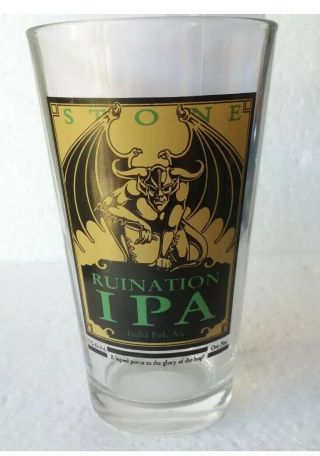One (1) Stone Ruination Ipa India Pale Ale Poem Beer Pint Glass Breweriana