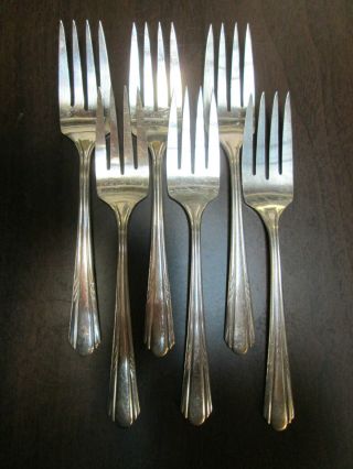 Set 6 Salad Forks Vintage Linton Oneida Silverplate: Adonis Pattern: Lovely