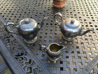 Rare Vintage Reed & Barton 4090 Coffee Tea Pot Creamer Silver Plate Serving Set