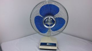 Vintage Galaxy Blue Blade Oscillating Fan 12 " Model Type 12 - &