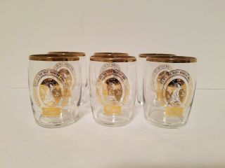 Coors Beer Barrel Glasses Set Of 6 Gold Rim Seal Tumbler Vintage Chaser Tasting