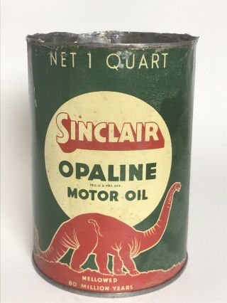 Vintage 1 Quart Sinclair Opaline Motor Oil Can Red Dino