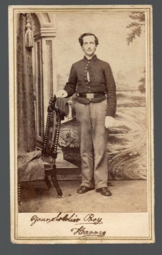 Cdv Photo Of Civil War Soldier By Hopkins Of Annapolis Md Identified On Bottom