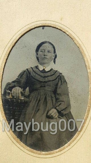 Vintage Antique Tintype Photograph Portrait Young Girl Civil War Era