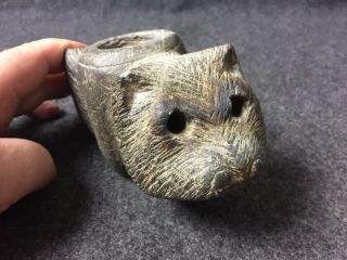 Double Groundhog Effigy Pipe Carved Stone Native American Indian Artifact