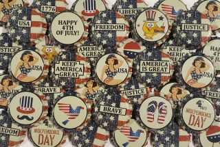 100 American Flag Beer Bottle Caps Patriotic 4th Of July Decoration Home Brew