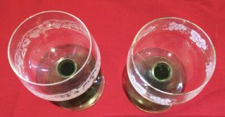 2 x Green Beehive Stem Green Base Roemer Wine Glasses Goblets Vintage German 2