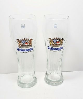 Weihenstephan World’s Oldest Brewery German Pint Swirl Beer Glass 0.  5 L Set Of 2