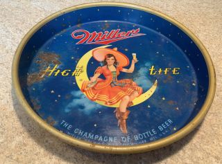 Vintage Miller High Life Girl On Moon Beer Tray