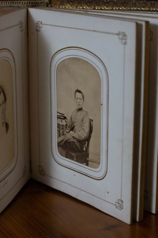 Civil War Era Cdv Photo Album With Civil War Cadet And Lincoln