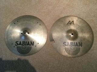 Hard To Find Discontinued Sabian 14 " Aa Sizzle Hats - Vintage -