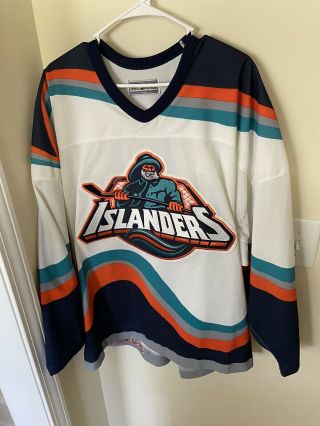 Vtg.  York Islanders Fisherman Hockey Jersey Xl Size 52 W/fight Strap