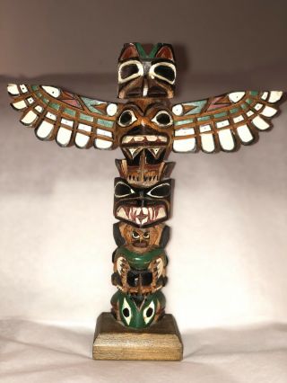 Vintage Alaska Ray Williams Native American Carved Wood Thunderbird Totem Pole