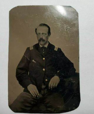 3 Diff Tintype & CDV Photos Of Same Soldier From Sgt To Captain? Civil War? NR 2