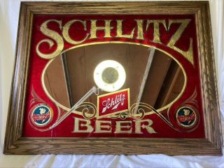 - 1981 Schlitz Beer Mirror Bar Sign 26 3/4 " X 21 "