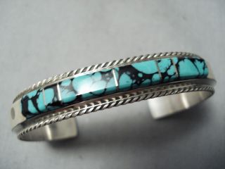 Fran Yazzie Vintage Navajo Spiderweb Turquoise Sterling Silver Bracelet