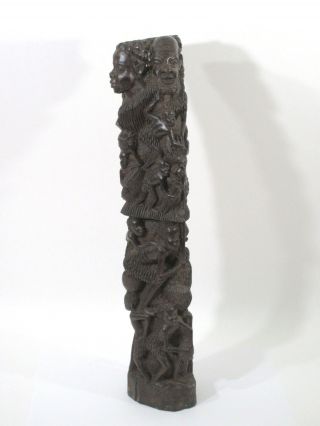 Vtg African Makonde Tree Of Life Carving Mpinga Ebony Wood Art Tanzania 24 " 11 S
