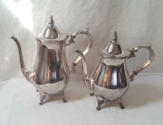 Vintage Classic Silver Plate William Rogers Coffee Pot & Tea Pot Set Elegant Set