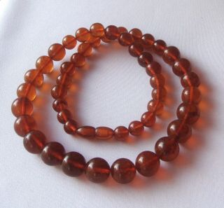 61 Grams Vintage Baltic Amber Necklace Natural Honey Cognac Amber Round Beads