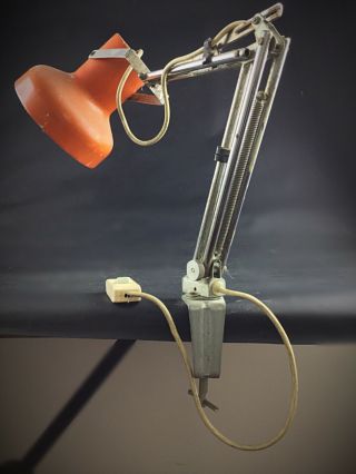 Ancienne Lampe Cocotte Articulée De Bureau Vintage Orange à Restaurer Retro