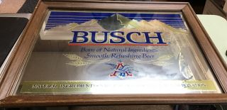 Vintage Framed Mirrored Busch Beer Sign 1978