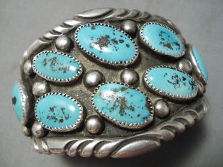 One Of The Biggest Best Vintage Navajo Turquoise Sterling Silver Bracelet
