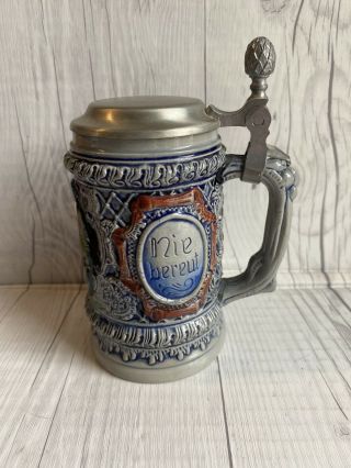 Vintage West German Lidded Beer Stein Cobalt Blue,  Gorgeous Beer Stein With Lid