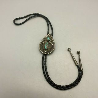 Vintage Turquoise And Sterling Silver Bolo Tie From The Jewel Box Col.
