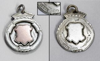 Antique Hallmarked Sterling Silver And Rose Gold Fob / Medallion