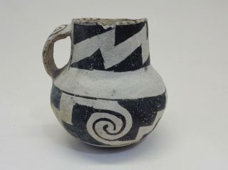 Anasazi Black On White Pottery Jug Pitcher Pot