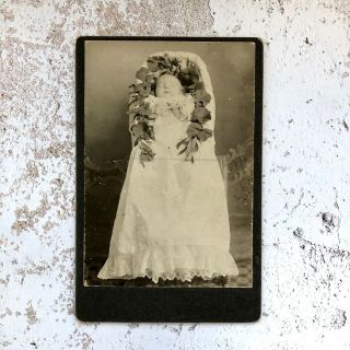 Post Mortem Photo,  Victorian Cabinet Card,  Child In Coffin,  Identified