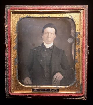 1/6 Plate Occupational Daguerreotype - Priest & Bible By A.  R.  Krebs Lima,  Ohio