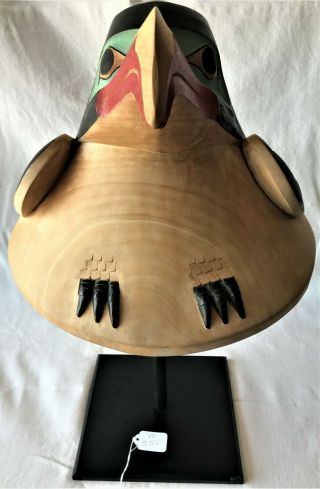 Large Fine Northwest Coast Native Haida Carved Wood Hat Bird By Reg Davidson
