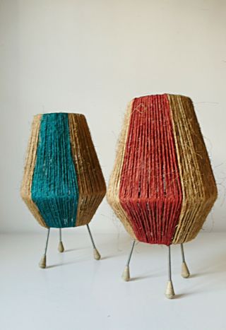 Deux Lampes Abat Jour A Poser En Corde Vintage Des Annees 60 70 Design 1970