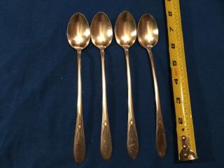 Wm Rogers International Silver Plate Pickwick 4 Iced Tea Spoons Circa 1938