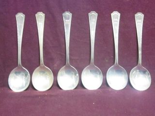 6pc Plated With Pure Silver Round Bowl Soup Spoons 6 3/4 " No Mono