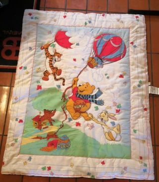 Vintage Disney Sears Winnie The Pooh Baby Nursery Blanket Quilt Comforter